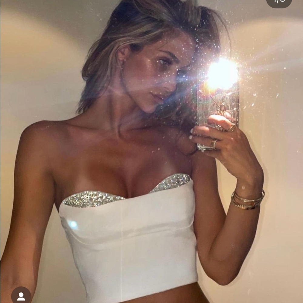 Zara top cropped shimmery bandeau crop top blouse
